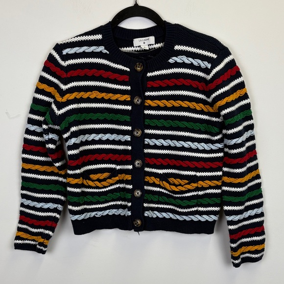 La Ligne Navy, red, white, yellow Button up Sweater/ Size small - Picture 1 of 7
